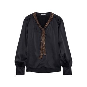 Joie Black Blouse with Gold Accents